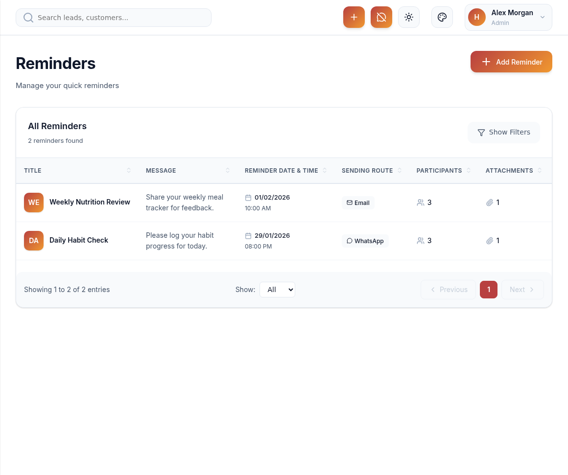 Reminders so no follow-up is missed